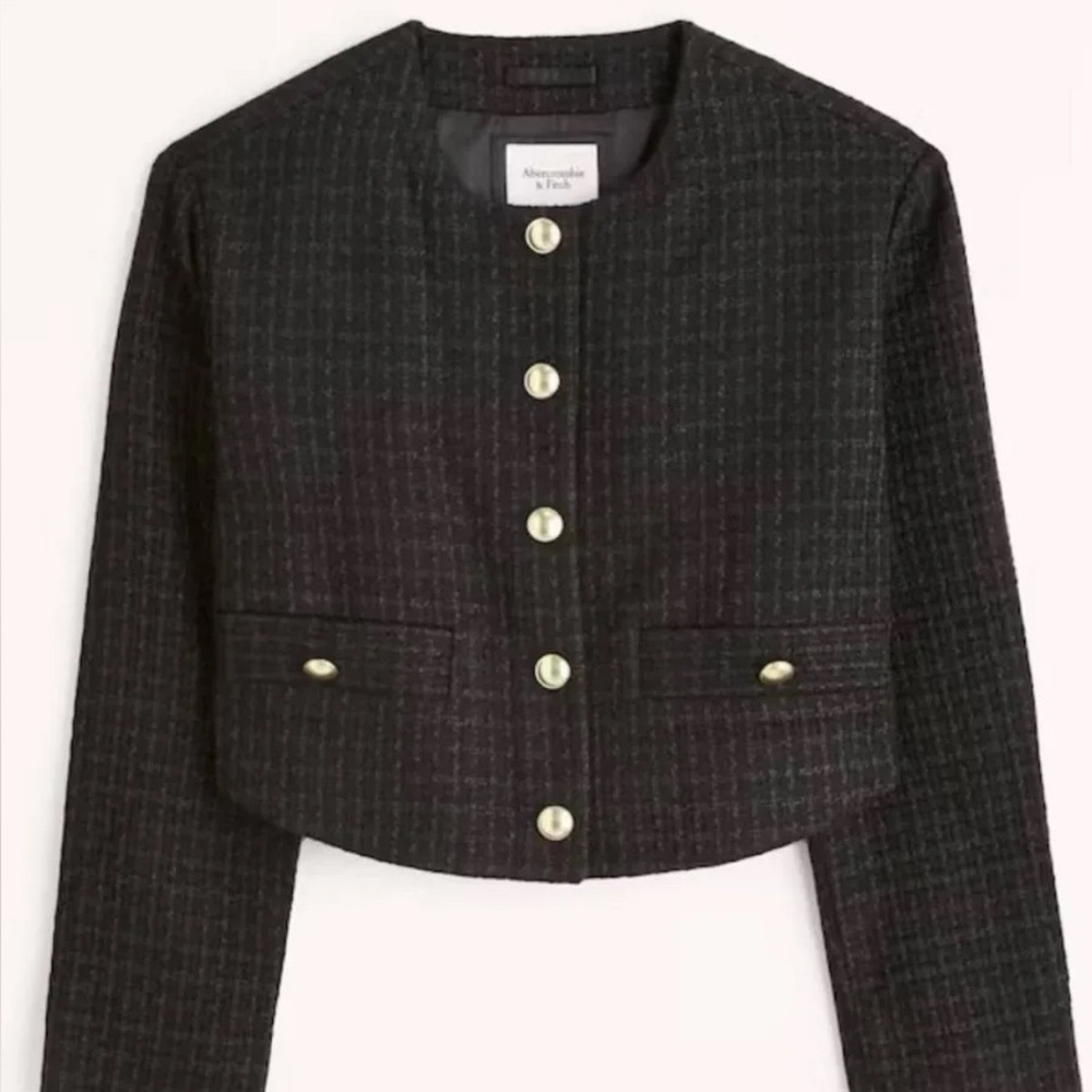 Abercrombie & Fitch Women's Black and Gold Jacket